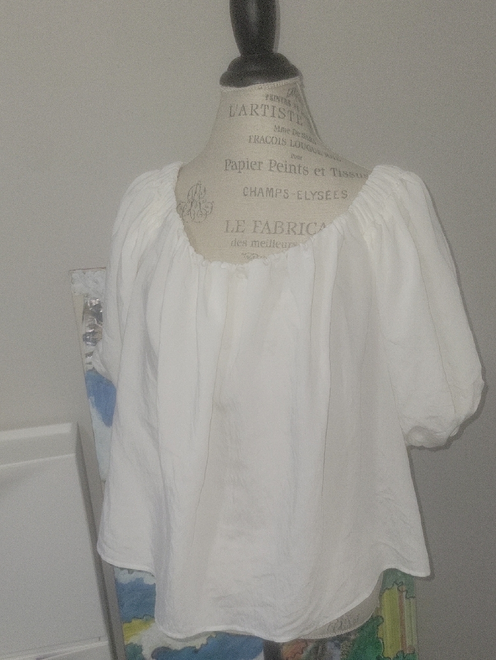 H&M White Off-Shoulder Peasant Top